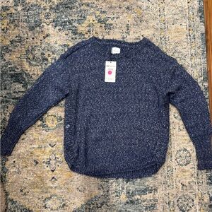Sundays Navy Speckled Crew Neck Sweater